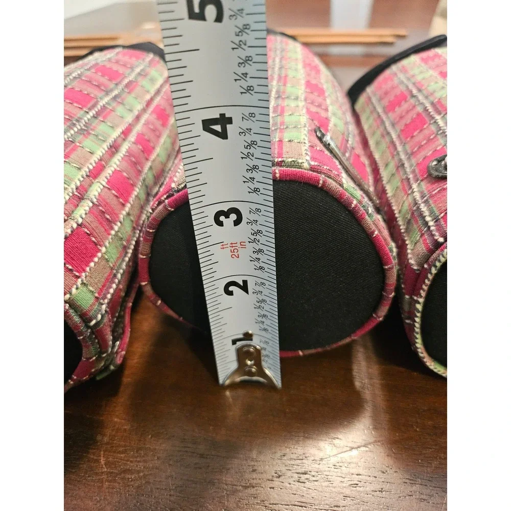 Longaberger Water Drink Bottle Beverage Lot of 6 Holiday Plaid Snap Handle